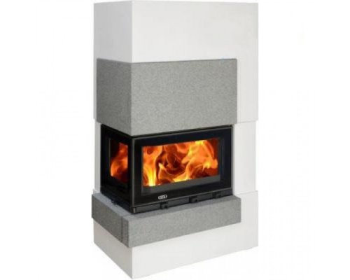 Камин с облицовкой ABX Norfolk угловой, с теплообменником (гранит черный Shanxi правый)