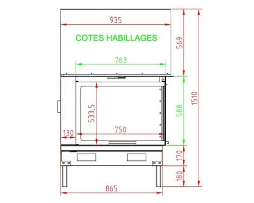Каминная топка Axis F 900 right lateral glass BN1