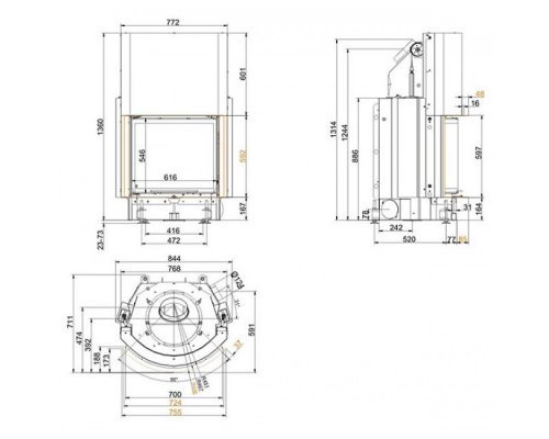 Каминная топка Brunner Compact 57/67 сферическое стекло, вертикальное открытие (с подъемом)
