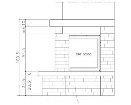 Каминная облицовка EdilKamin Topazio dx, с банкеткой, под Side 50x50