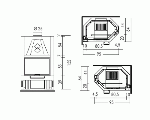 Каминная топка EdilKamin IC TEKNO 2 SX V
