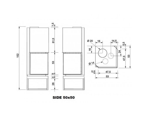 Каминная топка Edilkamin SIDE 50x50 N (Сайд)