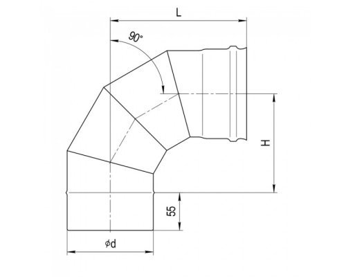 Колено Ferrum 4 сек. угол 90 (430/0,5 мм) d=300