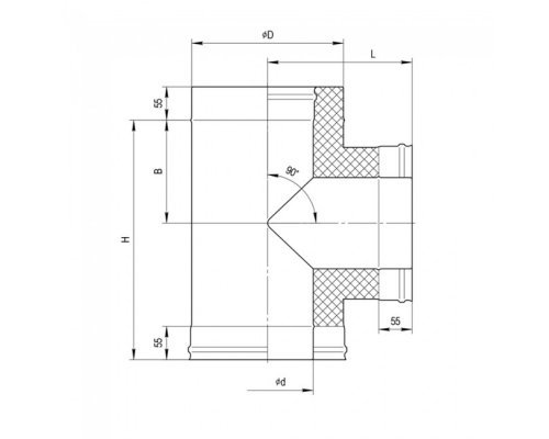 Сэндвич-тройник Ferrum 90 (430/0,5мм + нерж.) d=135х200