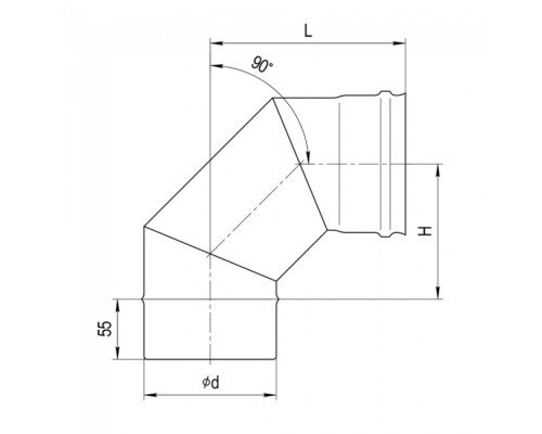 Колено Ferrum угол 90 (430/0,5 мм) d=150
