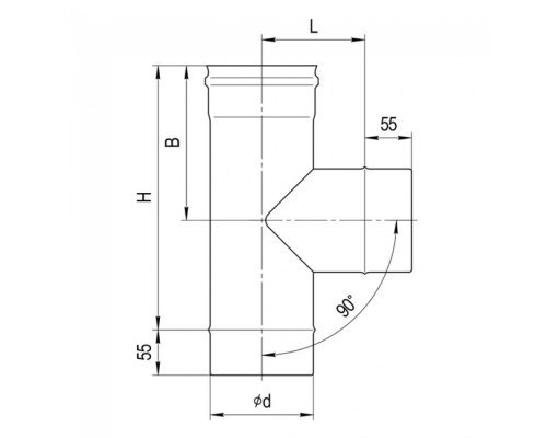 Тройник-Д Ferrum 90 (430/0,5мм) d=200
