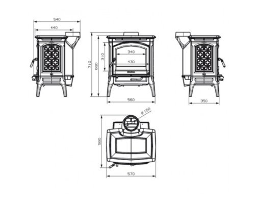 Печь-камин Hergom Craftsbury (черный)