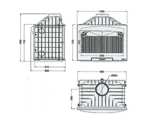 Каминная топка Hergom Asador H04/100 (без дверки, без стекла)