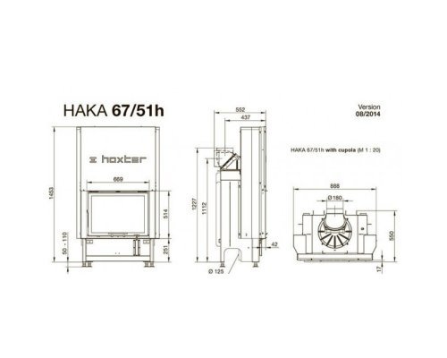 Каминная топка Hoxter Haka 67/51h Чугунный дымосборник