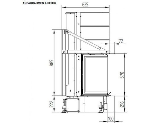 Каминная топка Hoxter UKA 37/75/37/57h Монтажная конструкция с рамкой 3-х сторонней 70 мм