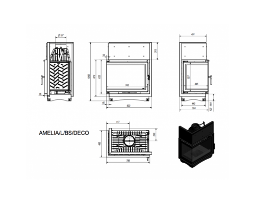 Каминная топка Kratki Amelia/L/BS/Deco