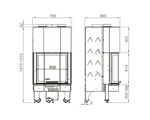 Каминная топка La Nordica Monoblocco 600 Prismatico