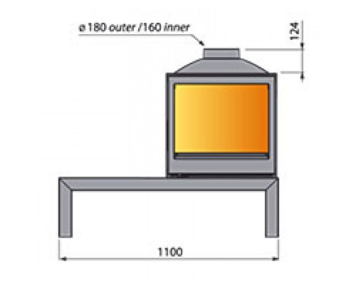 Отопительная печь Liseo Castiron LCI 5 GDFs Table, двусторонняя, стекло слева