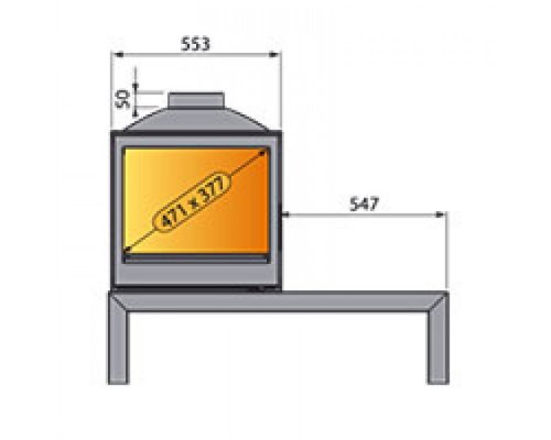 Отопительная печь Liseo Castiron LCI 5 GDFs Table, двусторонняя, стекло слева