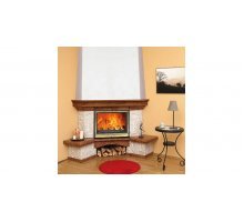 Каминная облицовка Madeira Rosa, Rosso Verona полированный, колотый Sunny, деревянная балка, (угловая)