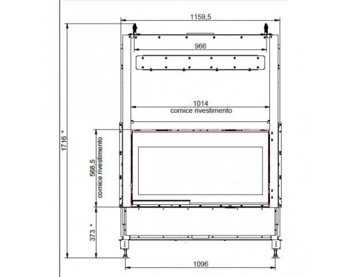 Каминная топка Palazzetti ECOMONOBLOCCO WT 16:9F V12