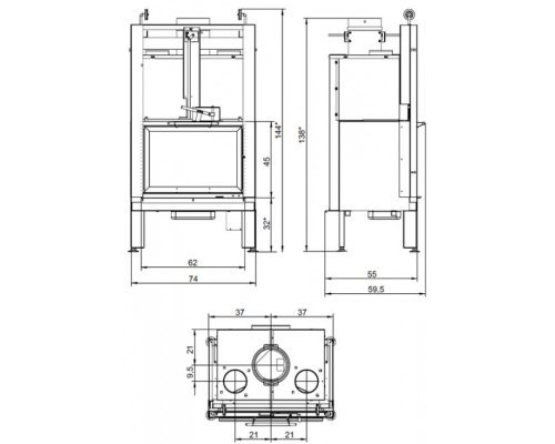 Каминная топка Palazzetti Ecomonoblocco 66 Bifacciale DX