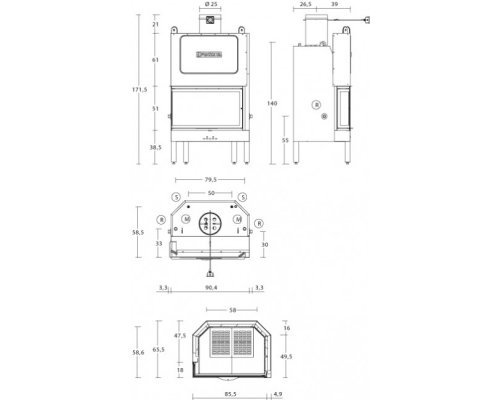 Каминная топка Piazzetta MT 381 D/S VA