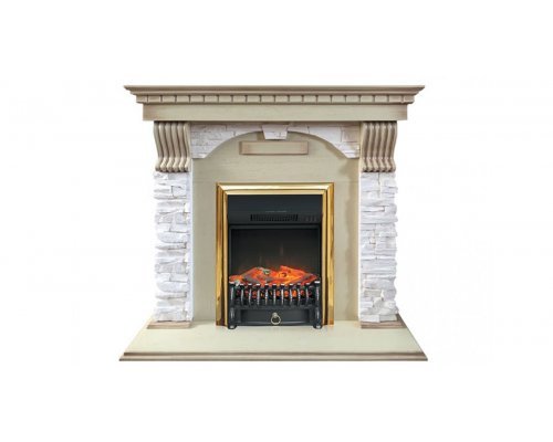 Каминокомплект Royal Flame Dublin арочный сланец крем с очагами Majestic FX / Fobos FX