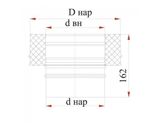 Переходник Дымок 0.8 мм с изоляцией, моно-термо, d=140 мм