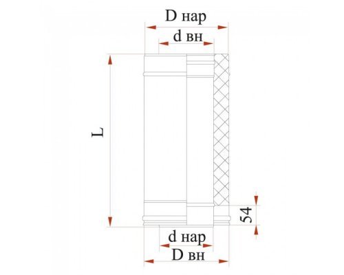 Труба Дымок 0.8 мм, L = 250 мм с изоляцией, d=140 мм
