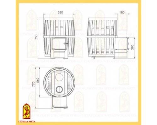 Дровяная печь для бани Мета Бочка 16Т