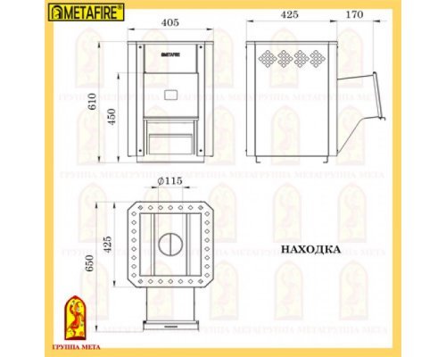 Дровяная печь для бани Мета METAFIRE НАХОДКА